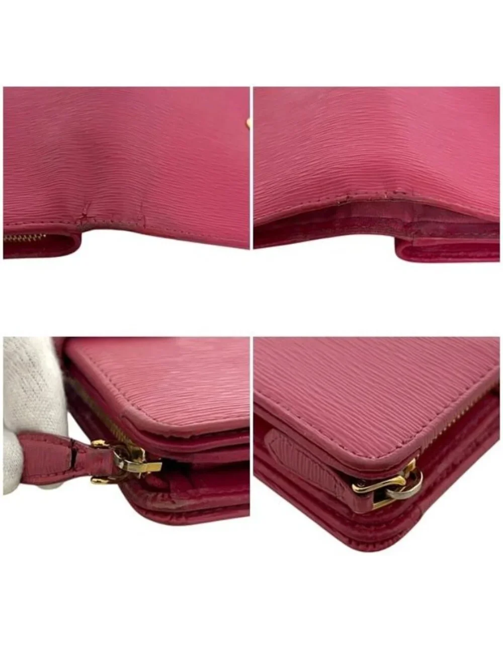 Prada Bifold Wallet Pink Peonia Folding Leather - Picture 10 of 10